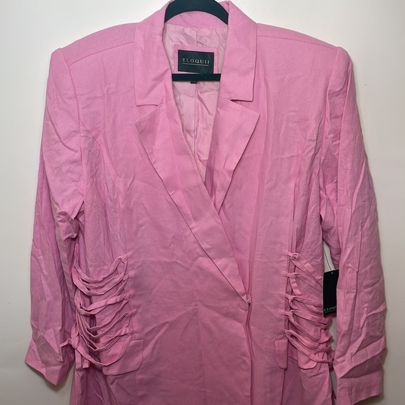 Eloquii Blazer pink 20 Dress with Lace up Detail - Picture 6 of 12